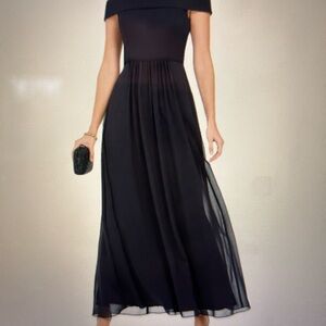 Adrianna Papell Black Off-Shoulder Maxi GownNWT size 14
